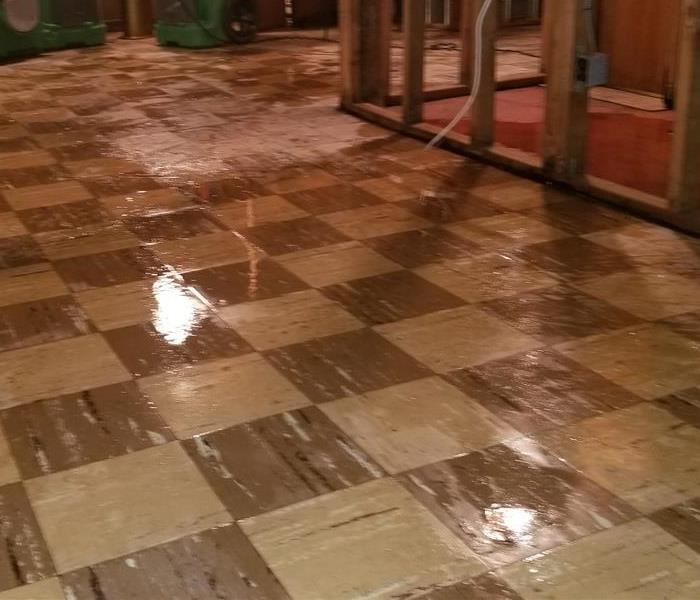 Basement floor with storm water.